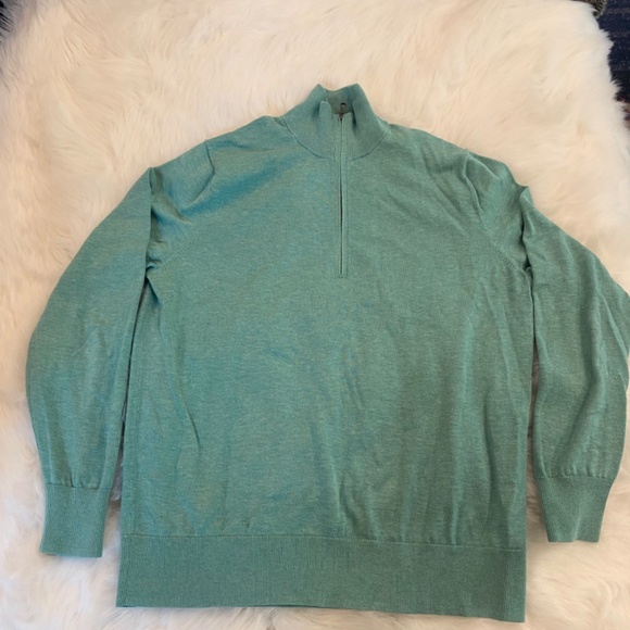 Brooks Brothers Sweater Men's Medium Teal Supima Cotton 1/4 Zip Pullover - Picture 4 of 7